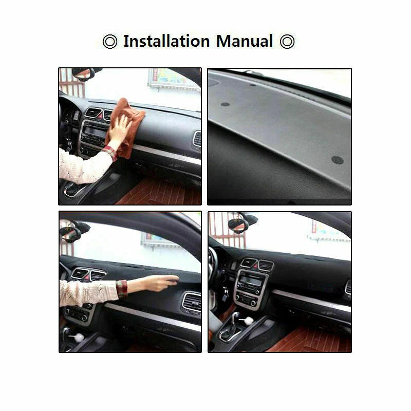 Black Dash Mat for Ford Fiesta 2009-2015 Dashboard Cover Non-slip