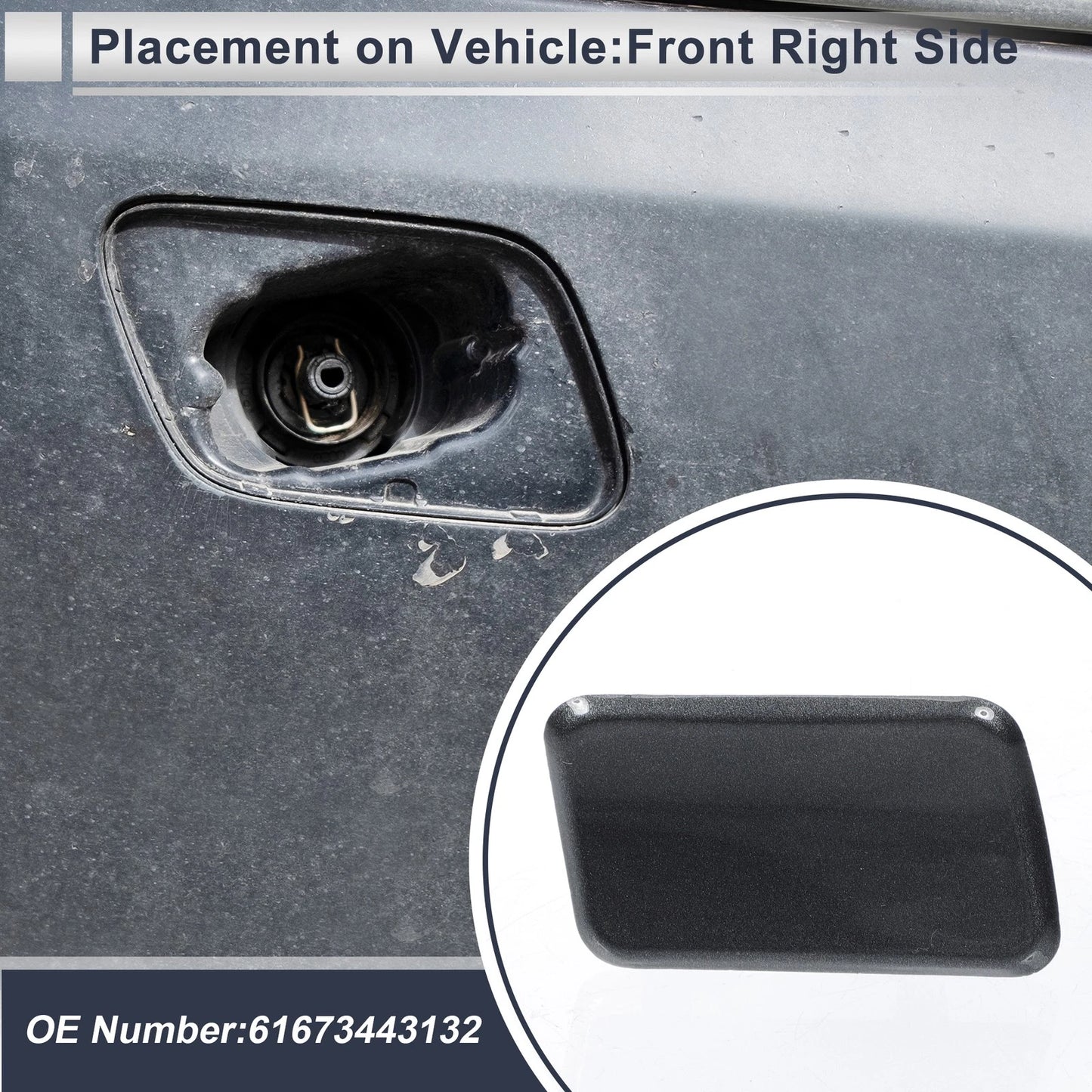 Front Right Side Bumper Headlight Washer Nozzle Cover Cap for BMW X3 Grey