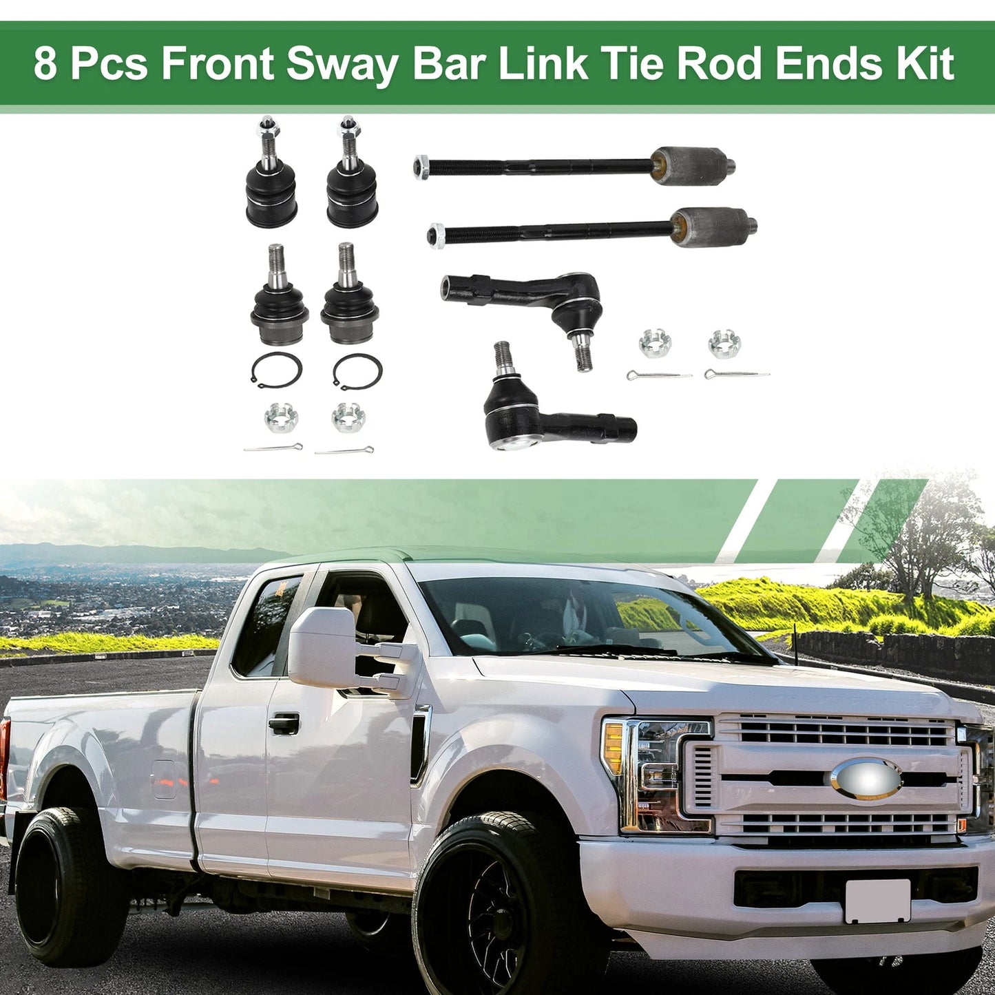 8pcs Front Suspension Kit Tie Rod Ends & Ball Joints for Ford Explorer (2002-2010)