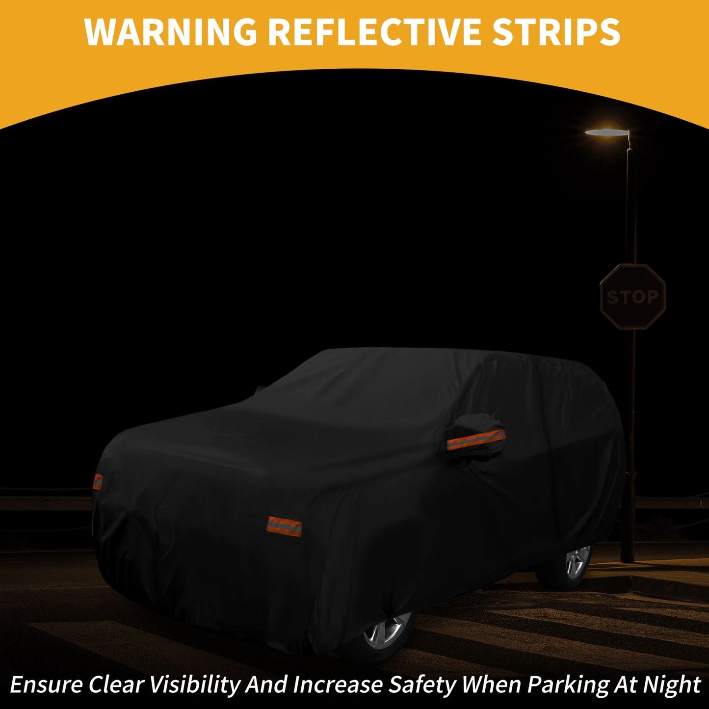 190T-PU All-Weather Waterproof Car Cover for Chevrolet Tahoe Black with Zipper