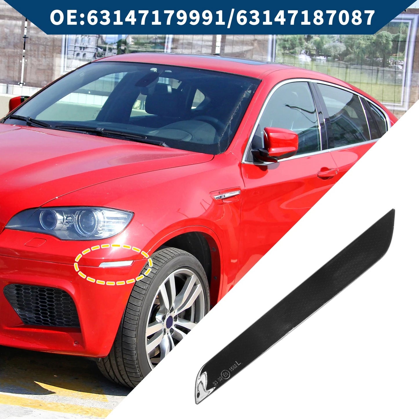 Front Left Bumper Reflector for BMW X6 2008-2014 - Black Reflectors