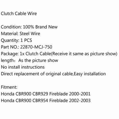 Clutch Cable for Honda CBR900 CBR929 CBR954 Fireblade (1998-2003)
