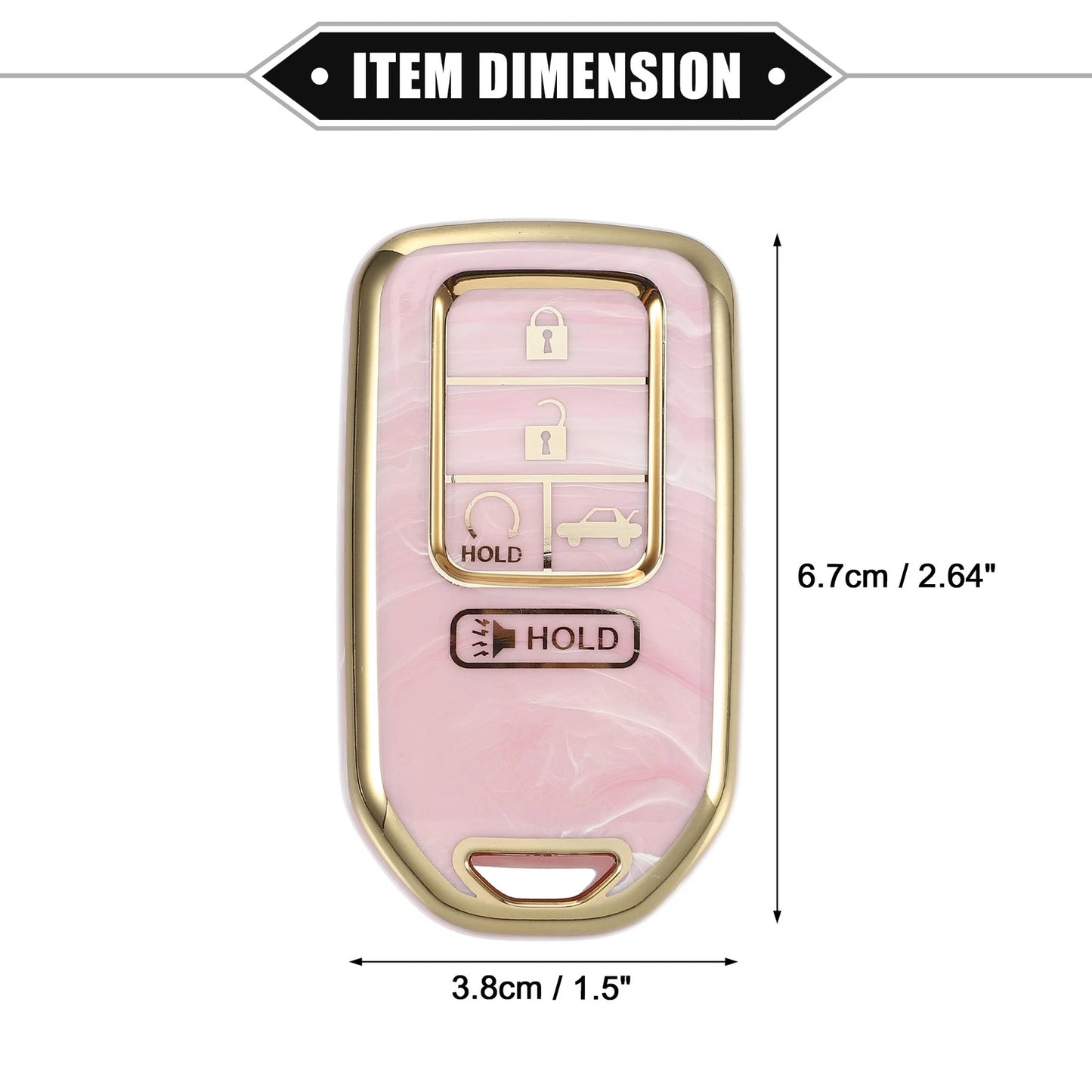 Key Fob Cover 5 Button for Honda Accord CRV Porcelain Soft TPU Pink