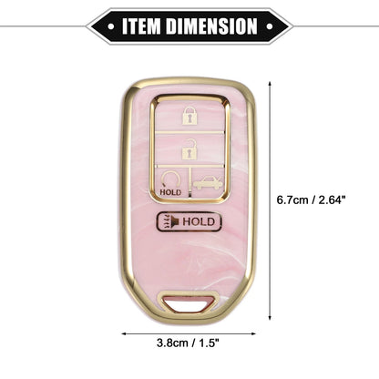 Key Fob Cover 5 Button for Honda Accord CRV Porcelain Soft TPU Pink