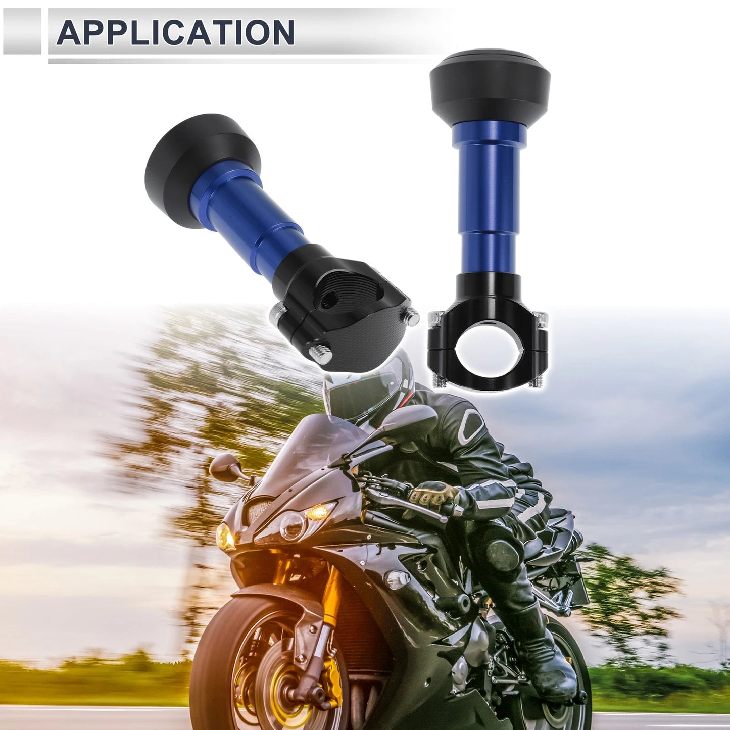 Aluminum Slider Frame 2 Pcs Blue for Motorcycle