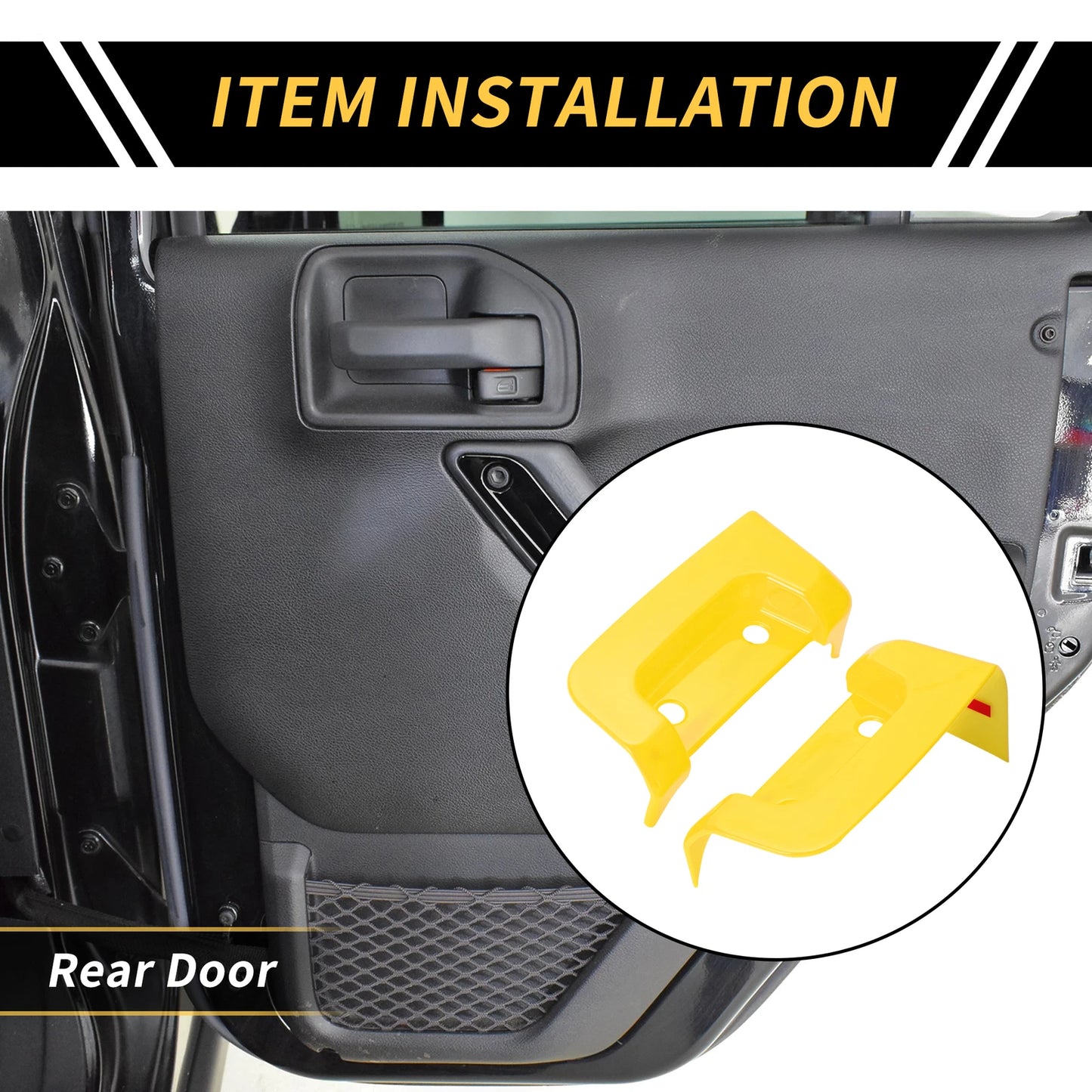 Rear Door Latch Lock Cover Trim for Jeep Wrangler JL JLU (2018-2024) Yellow