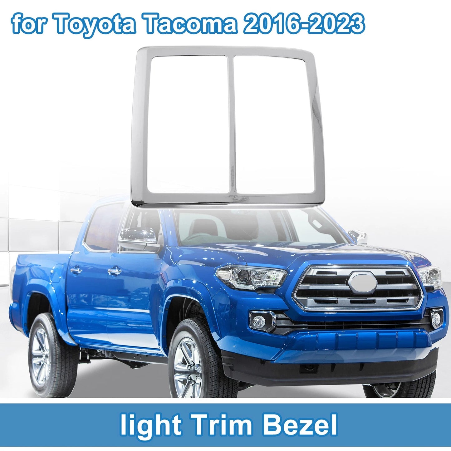 Front Row Headlight Trim Bezel for Toyota Tacoma (2016-2023) Silver Tone
