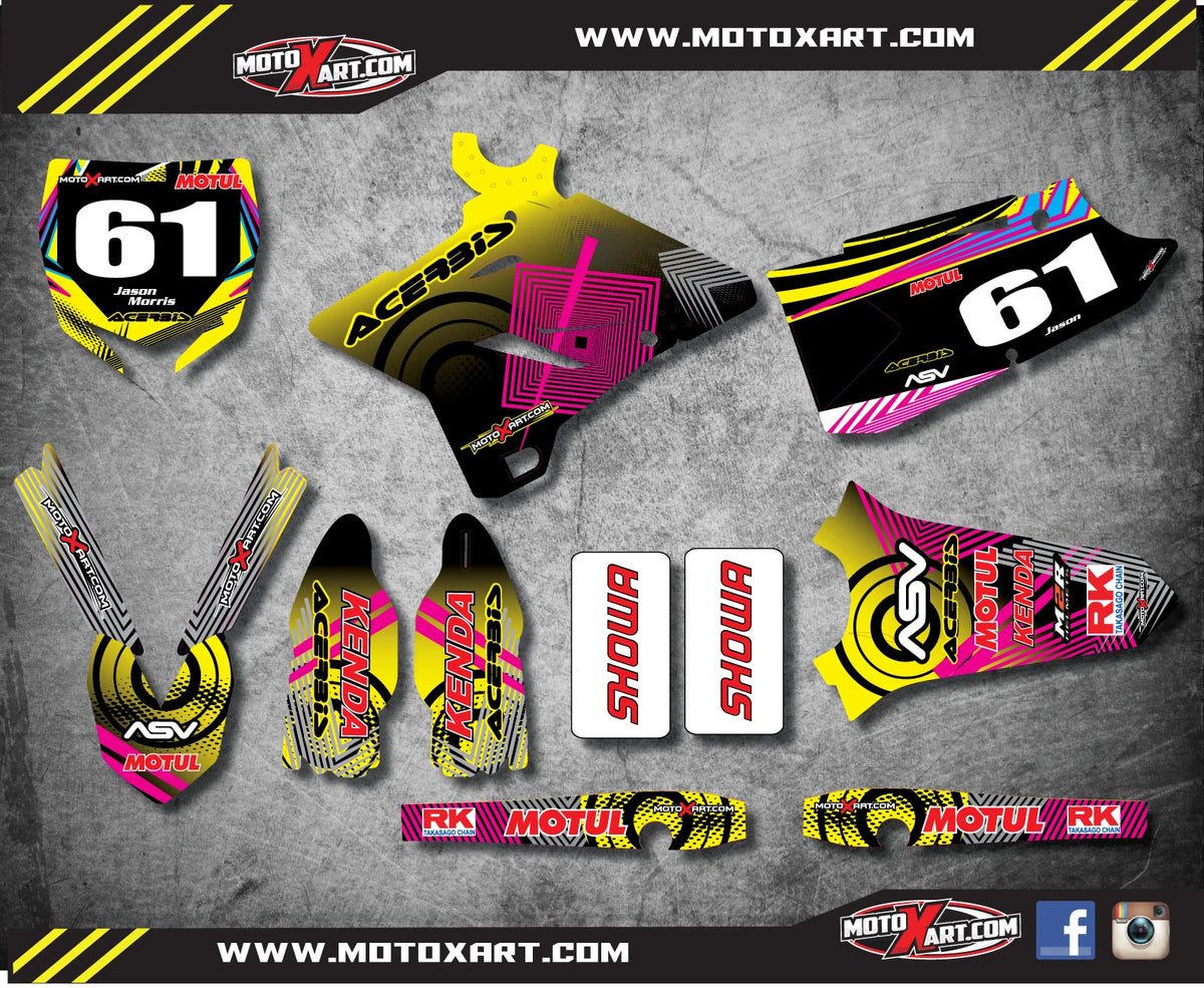 Decal Kit for Yamaha YZ 125 250 Neon Style Stickers (2015-2017)