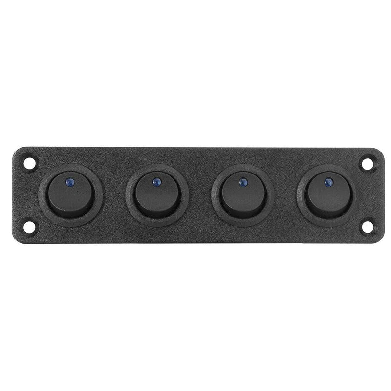 4 Gang Blue LED 12V Toggle Rocker Switch Panel for Car Boat Marine RV Truck