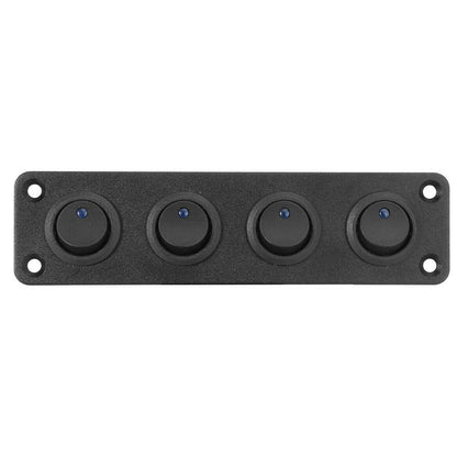 4 Gang Blue LED 12V Toggle Rocker Switch Panel for Car Boat Marine RV Truck