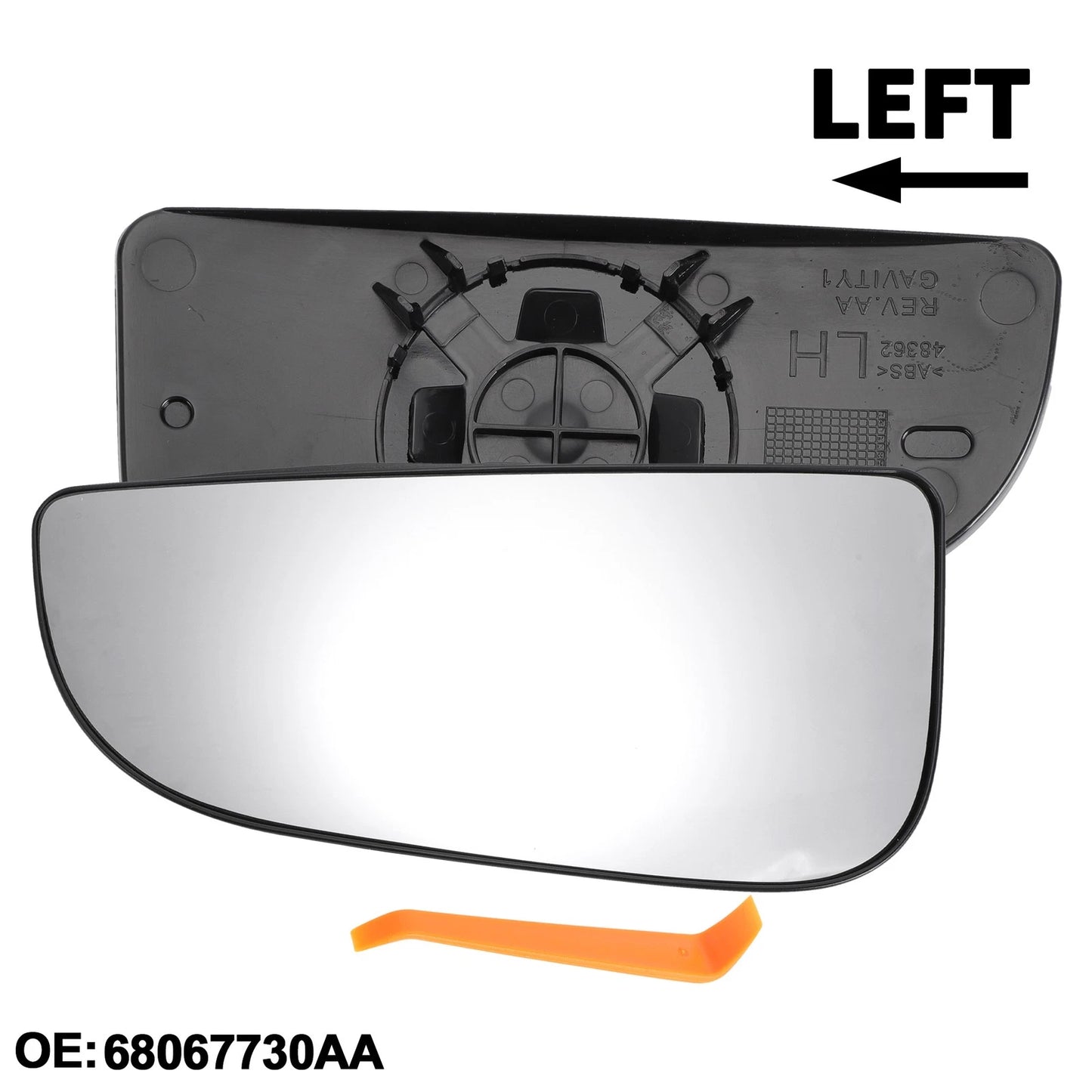 Left Driver Side Mirror Glass - Non-Heated Tow Mirror Replacement for Dodge