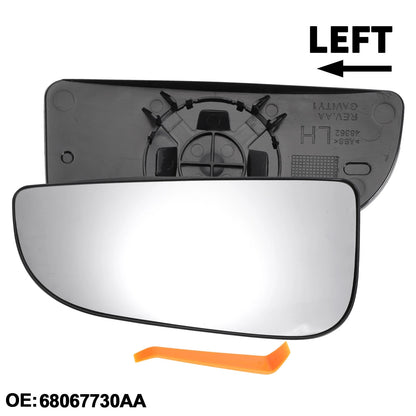 Left Driver Side Mirror Glass - Non-Heated Tow Mirror Replacement for Dodge