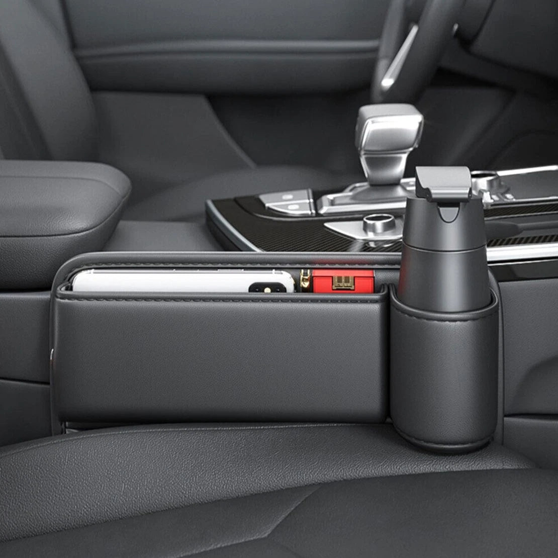 Right Seat Side Pocket Organizer Gap Filler Storage Bag w/ Cup Holder for Car