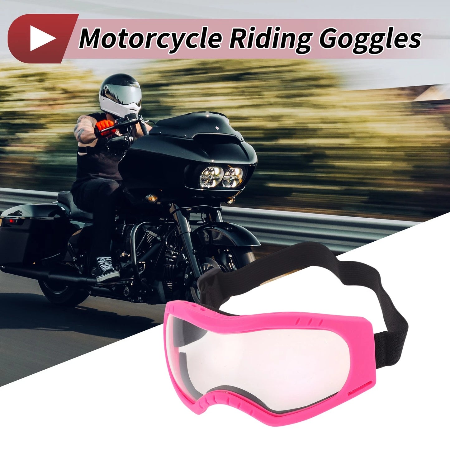 Goggles for Motorcycle Clear Lens Pink Frame Cycling Sunglasses