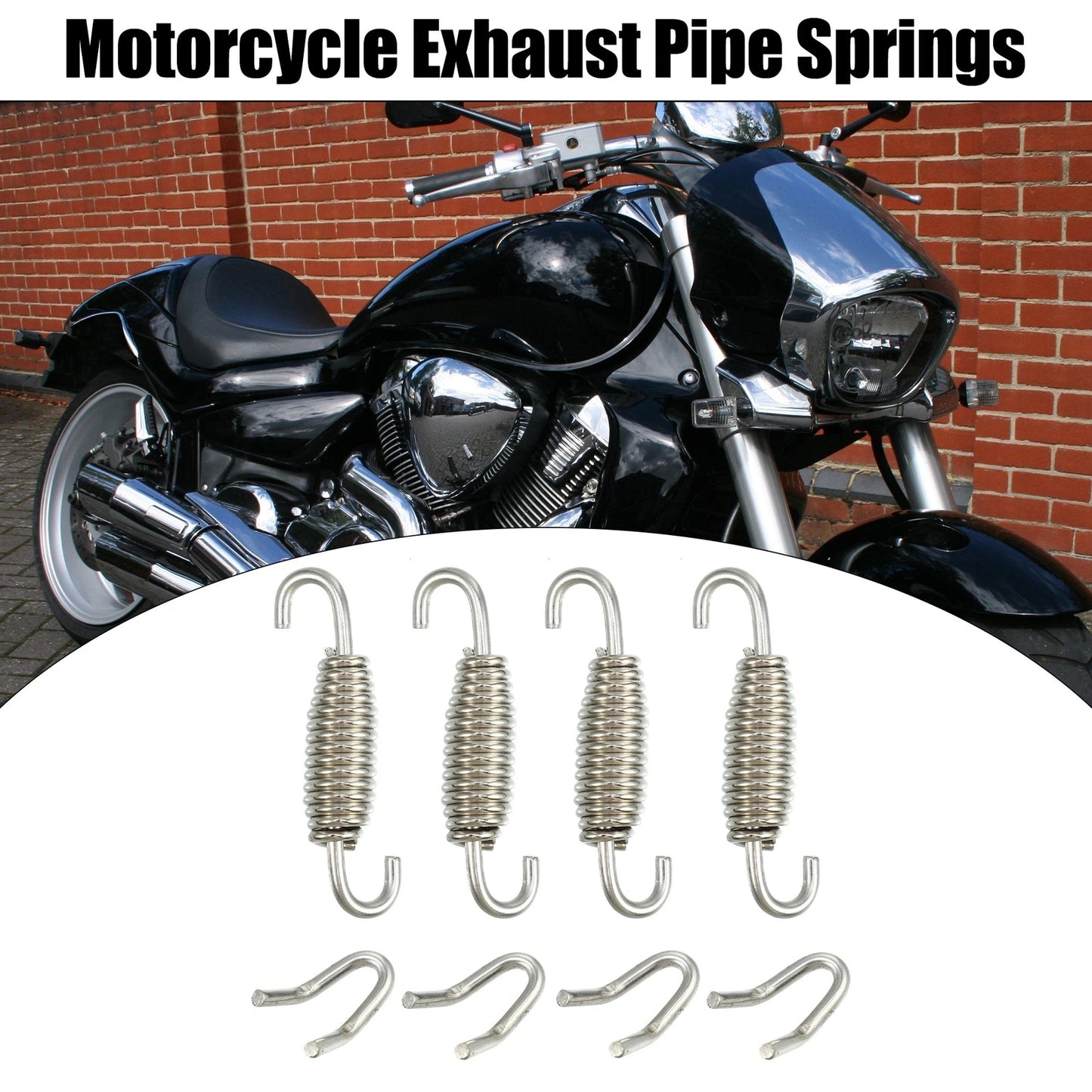 Exhaust Pipe Spring / 4 x 55mm 2.17in / U-Shape Hook Silver for Motorcycle