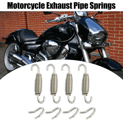 Exhaust Pipe Spring / 4 x 55mm 2.17in / U-Shape Hook Silver for Motorcycle