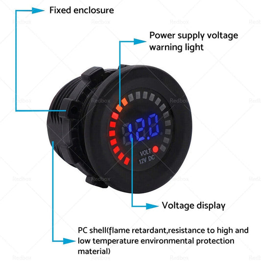 12V LED Digital Battery Volt Meter Monitor for Car Boat Marine Gauge