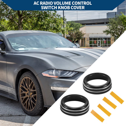 AC Climate Switch Knob Cover Ring for Ford Mustang (2015-2021) - 2 Pcs Black