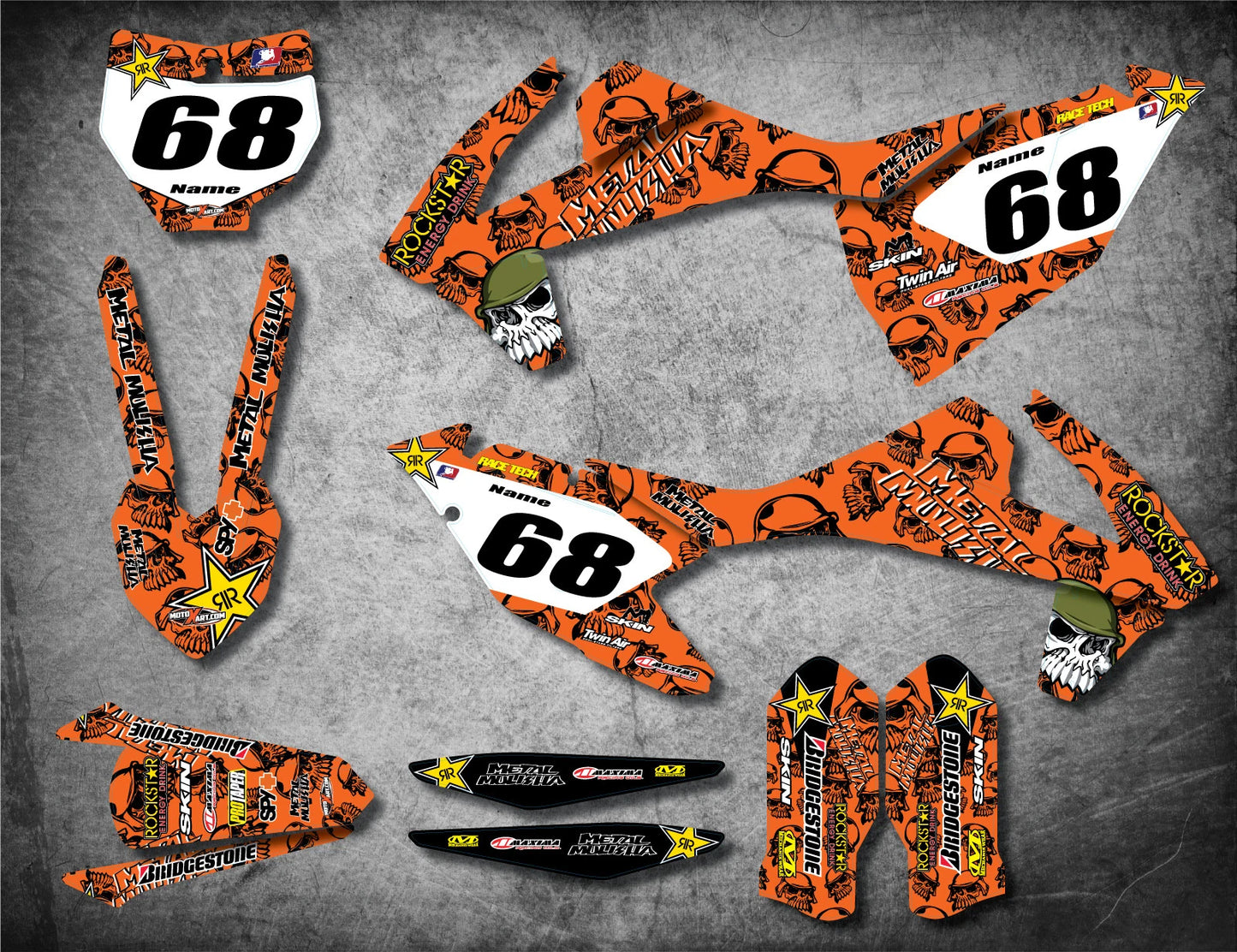 Custom Graphic Kit METAL STYLE for KTM SXF (2016-2018)