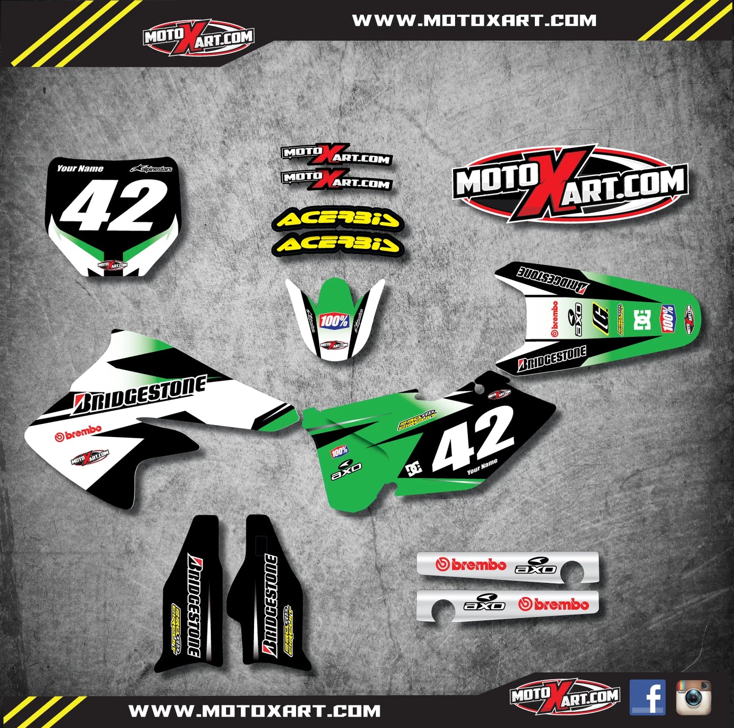 Custom Sticker Kit for Kawasaki KXF 250 (2004-2005) - FLASH Style Decals