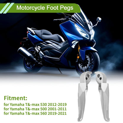 Motorcycle Foot Pegs / 1 pair / Silver Tone for Yamaha TMAX (2012–2019)