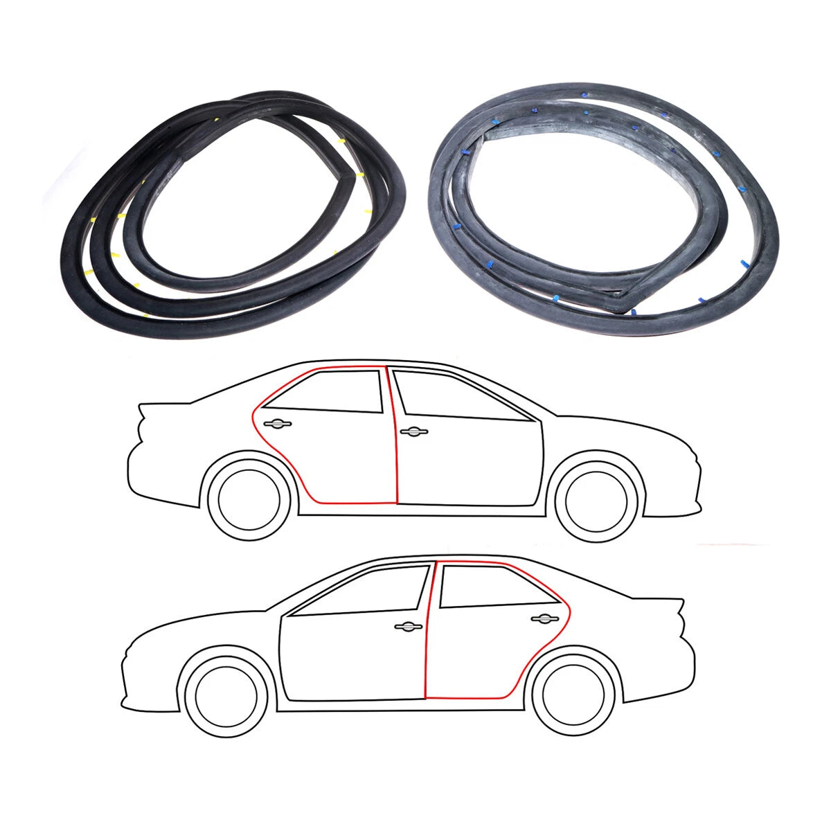 Rear Door Weatherstrip Set for Toyota Corona 4-Door T130 XT130 1978-1982