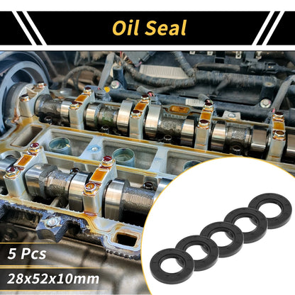 Oil Seal 28x52x10mm Seal Ring Rotary Shaft Seal NBR Rubber Black 5 Pcs