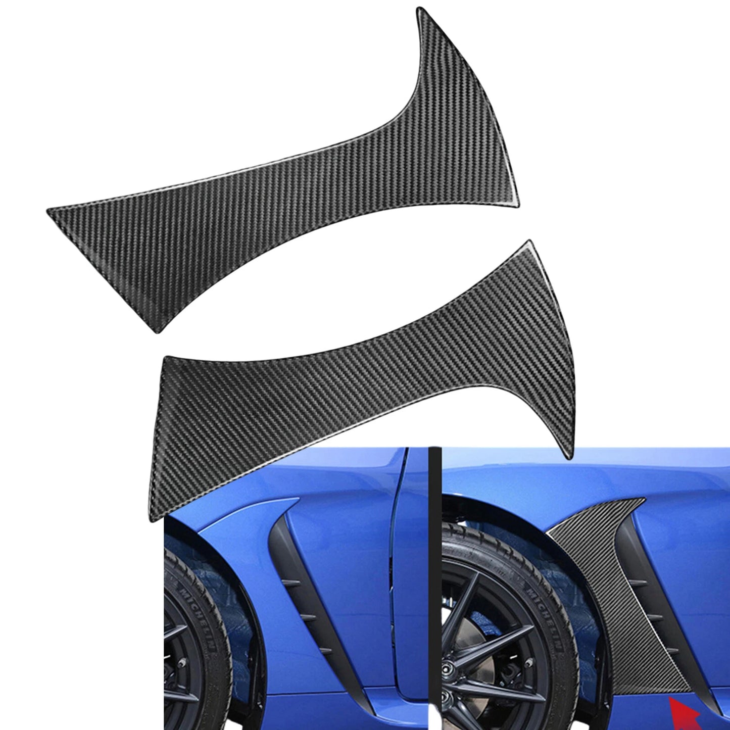 Black Carbon Fiber Side Fender Covers for Toyota 86, Subaru BRZ (2022-2024)