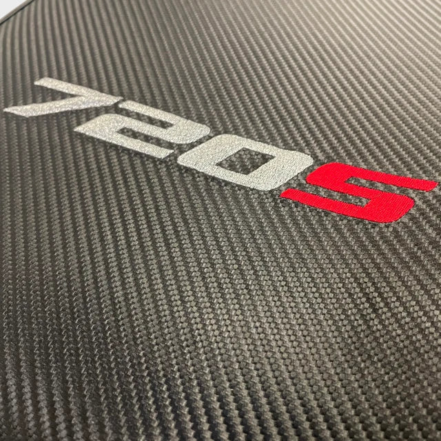 Floor Mats Set for McLaren 720S Black Carbon Fiber Leather (2017-2023)