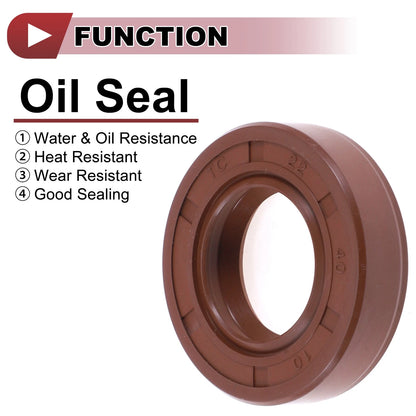 2 x Oil Seal Rotary Shaft Seal FKM Rubber 22x40x10mm Brown