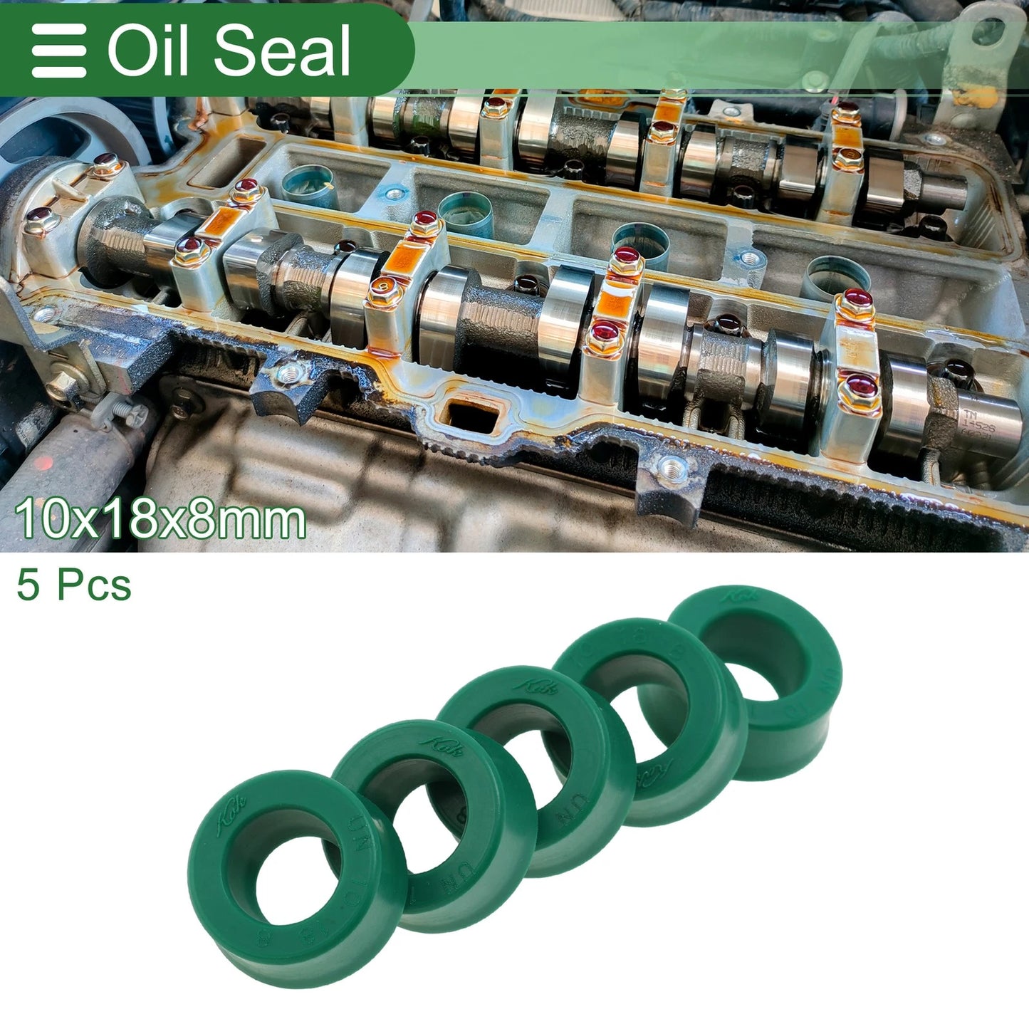 Oil Seal 10x18x8mm Seal Ring Rotary Shaft TPU 5 Pcs