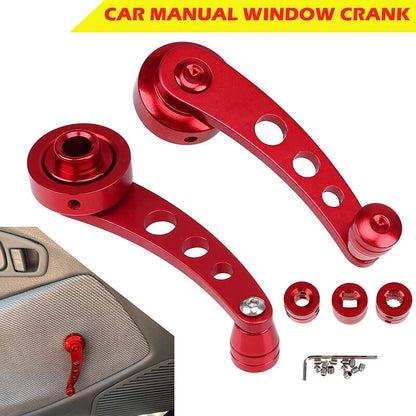 2 x Billet Aluminum Window Crank Handles for Truck Pickup Door - Red