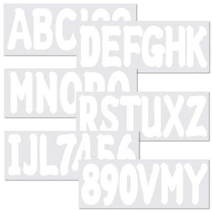 Boat Decal Sticker Set A-Z & 0-9 - Four Sets - White