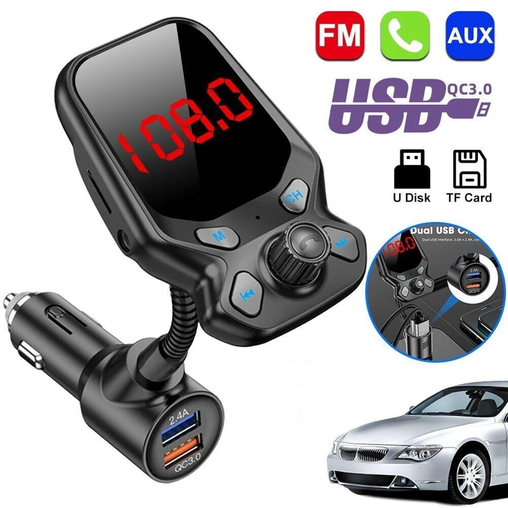Wireless FM Transmitter USB Charger for Car MP3 Player Calls Hands-Free