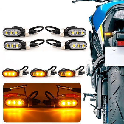 Mini LED Motorcycle Turn Signal Amber Light Blinker Indicator Lamp 4 x  (2015-2023)