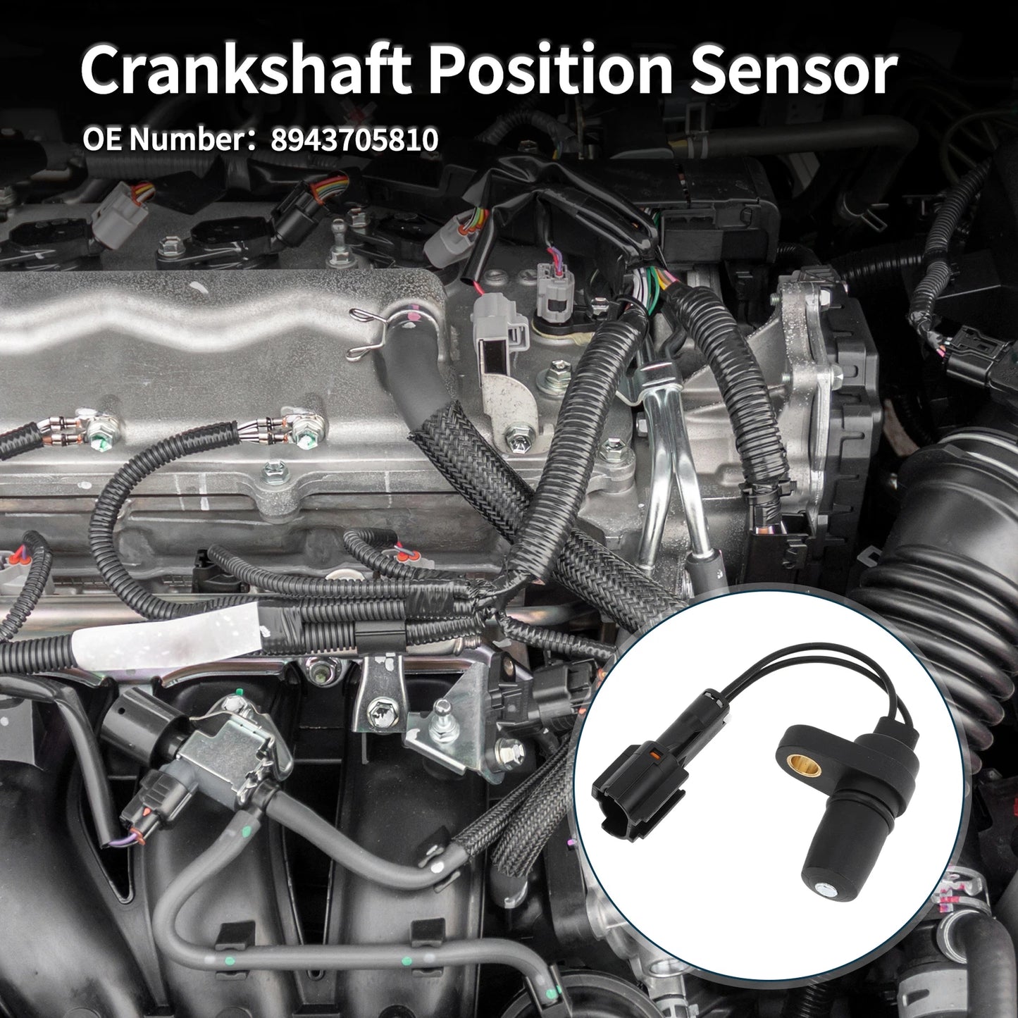 Crankshaft Position Sensor for Isuzu NKR NPR 4HK1 6HK1 (2000-2023) 1 x Black