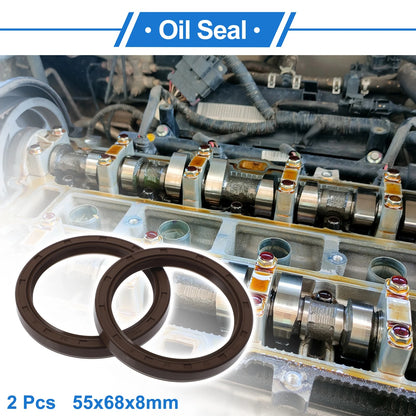 Oil Seal 55x68x8mm Brown 2 x Seal Ring Rotary Shaft FKM Rubber