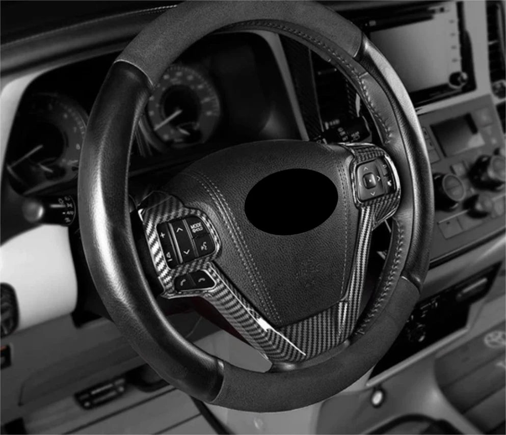LHD Inner Steering Wheel Carbon Fiber Cover Trim for Toyota Sienna (2015-2020)