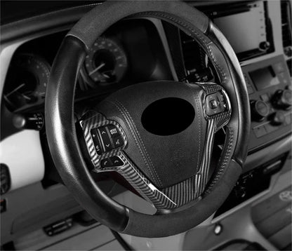 LHD Inner Steering Wheel Carbon Fiber Cover Trim for Toyota Sienna (2015-2020)
