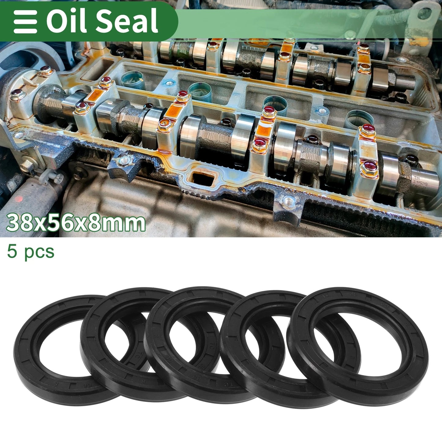 Oil Seal / 38x56x8mm / Seal Ring Rotary Shaft Seal NBR Rubber 5 Pcs