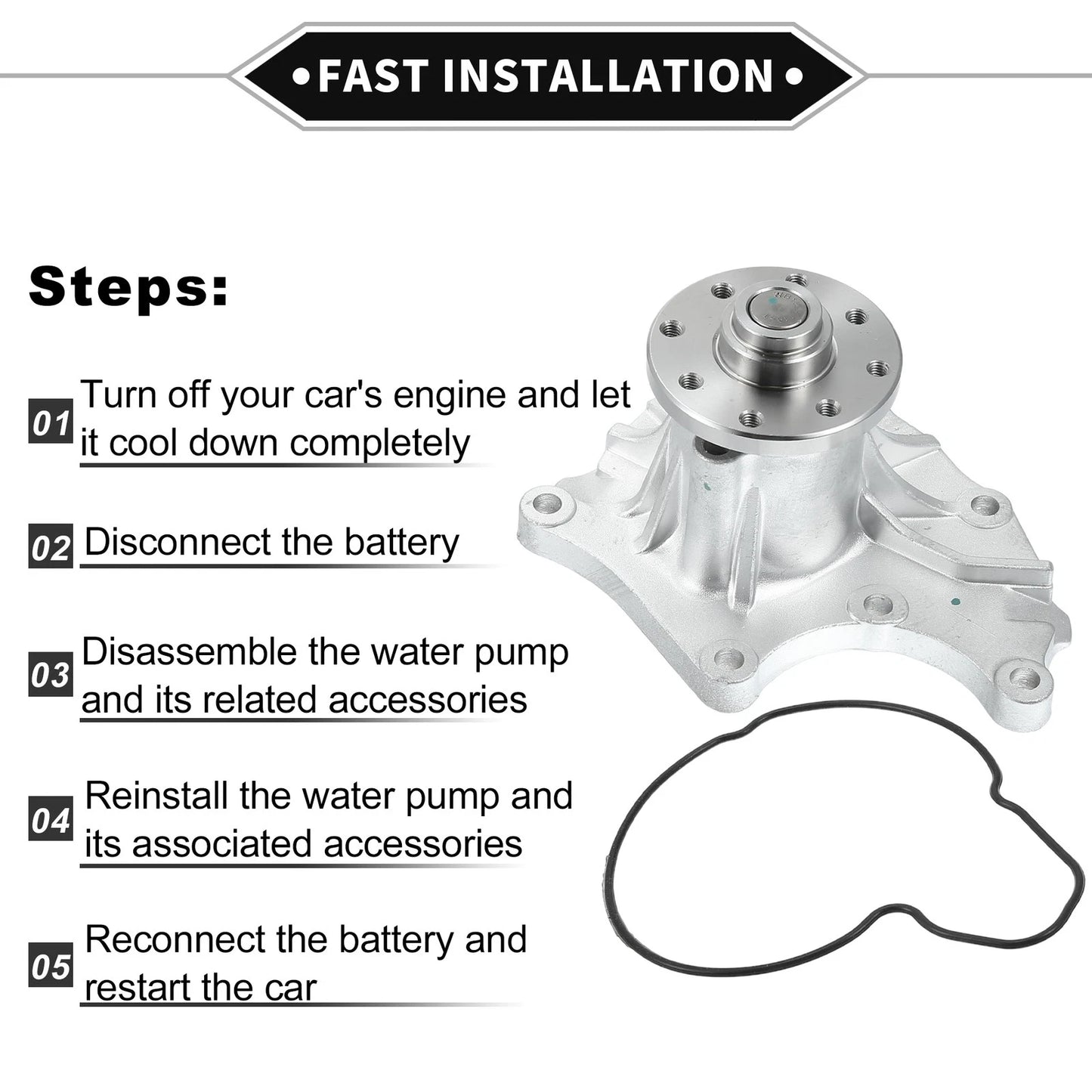 Water Pump with Rubber Ring for Isuzu Engine 4JB1