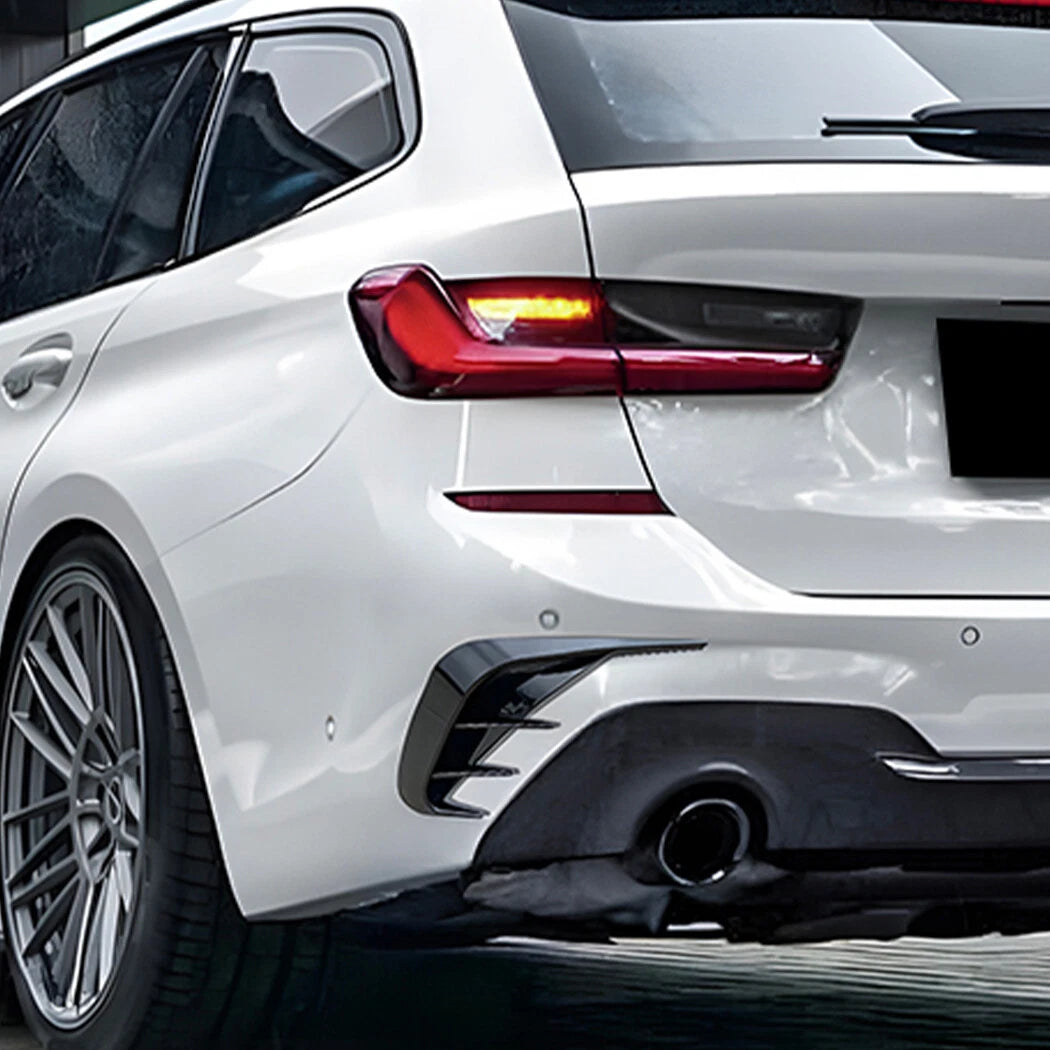 Black Carbon Style Trim Canards for BMW 3-Series Estate (2019–2022)