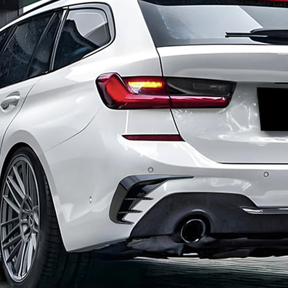 Black Carbon Style Trim Canards for BMW 3-Series Estate (2019–2022)