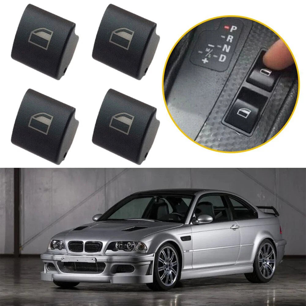 4 x Car Window Switch Button Caps for BMW E46 323i 325i 330i M3 328i (1998-2006)