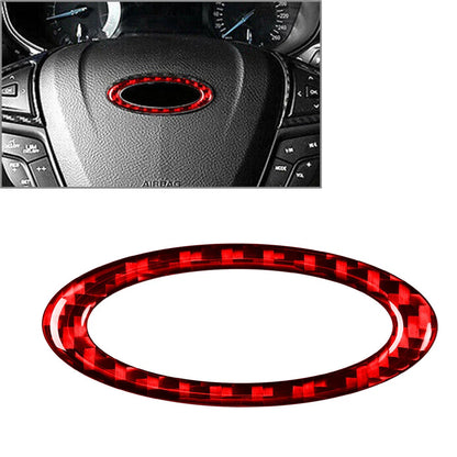 Carbon Fiber Red Steering Wheel Center Ring Cover for Ford Mondeo (2013-2019)