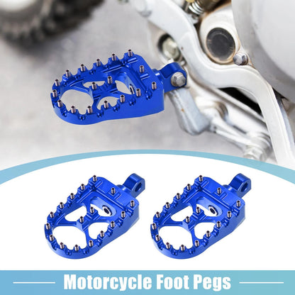 Pair Wide Foot Peg 360 Rotating Aluminum Alloy Footpeg Blue for Motorcycle