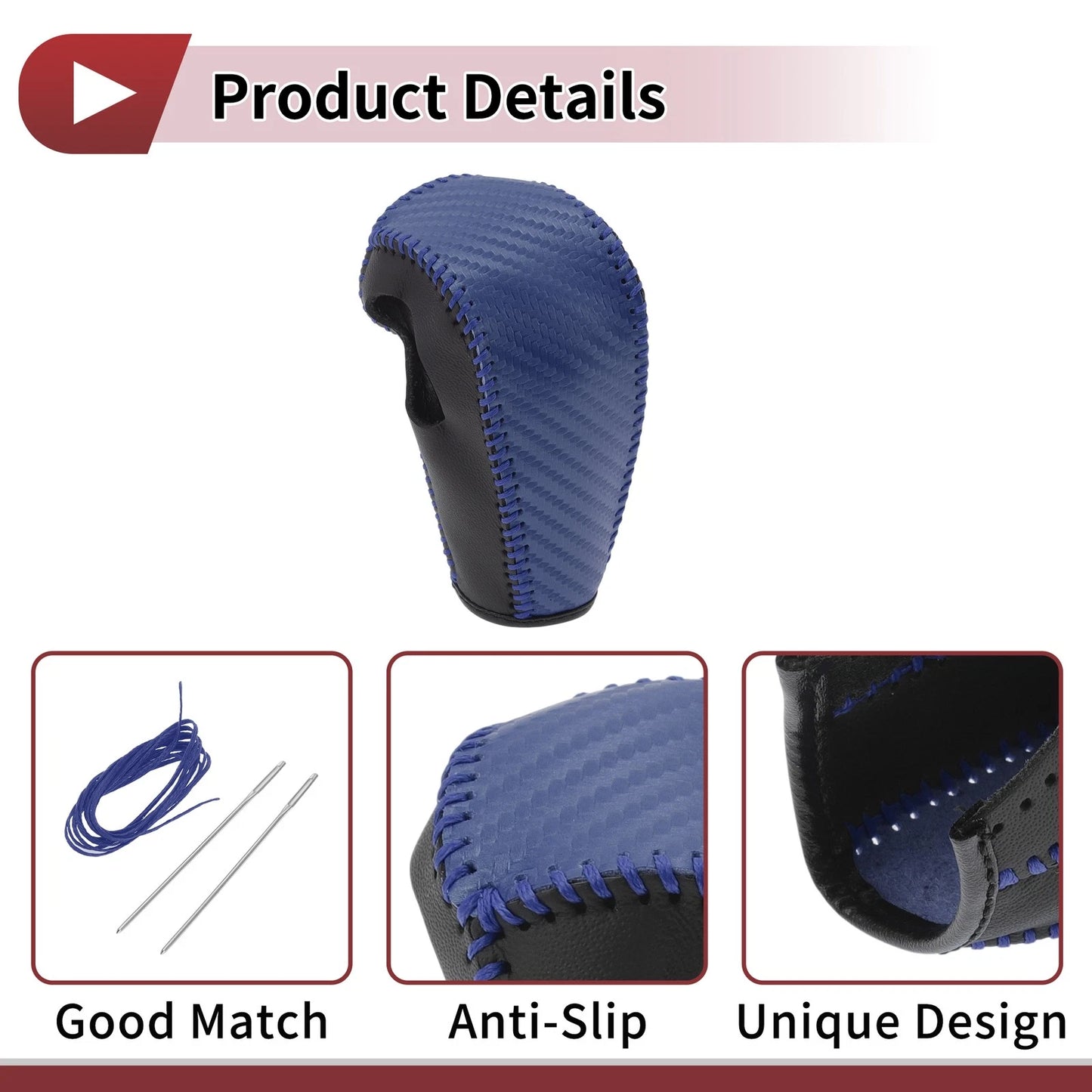 Gear Shift Knob Cover for Ford Edge (2011-2014) Blue Faux Leather