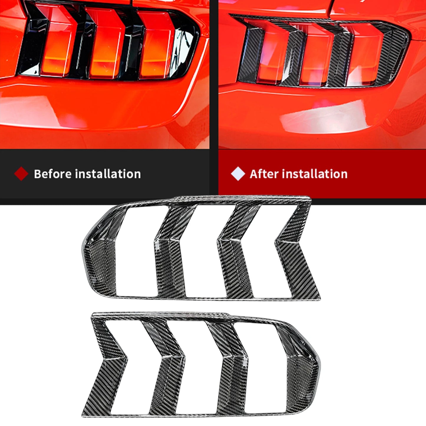 Dry Carbon Fiber Tail Light Frame Cover for Ford Mustang (2024-2026)