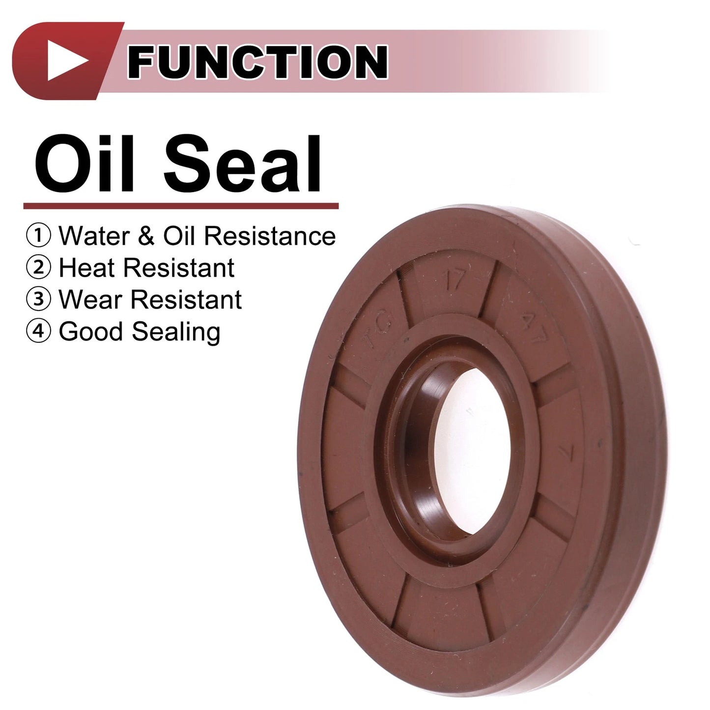 Oil Seal 2 x 17x47x7mm Rotary Shaft Seal FKM Brown for MakeModel