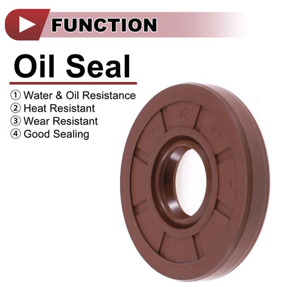 Oil Seal 2 x 17x47x7mm Rotary Shaft Seal FKM Brown for MakeModel